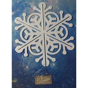 10 MIDWEST Seasons of Cannon Falls 8" WHITE GLITTER SNOWFLAKE Ornament
